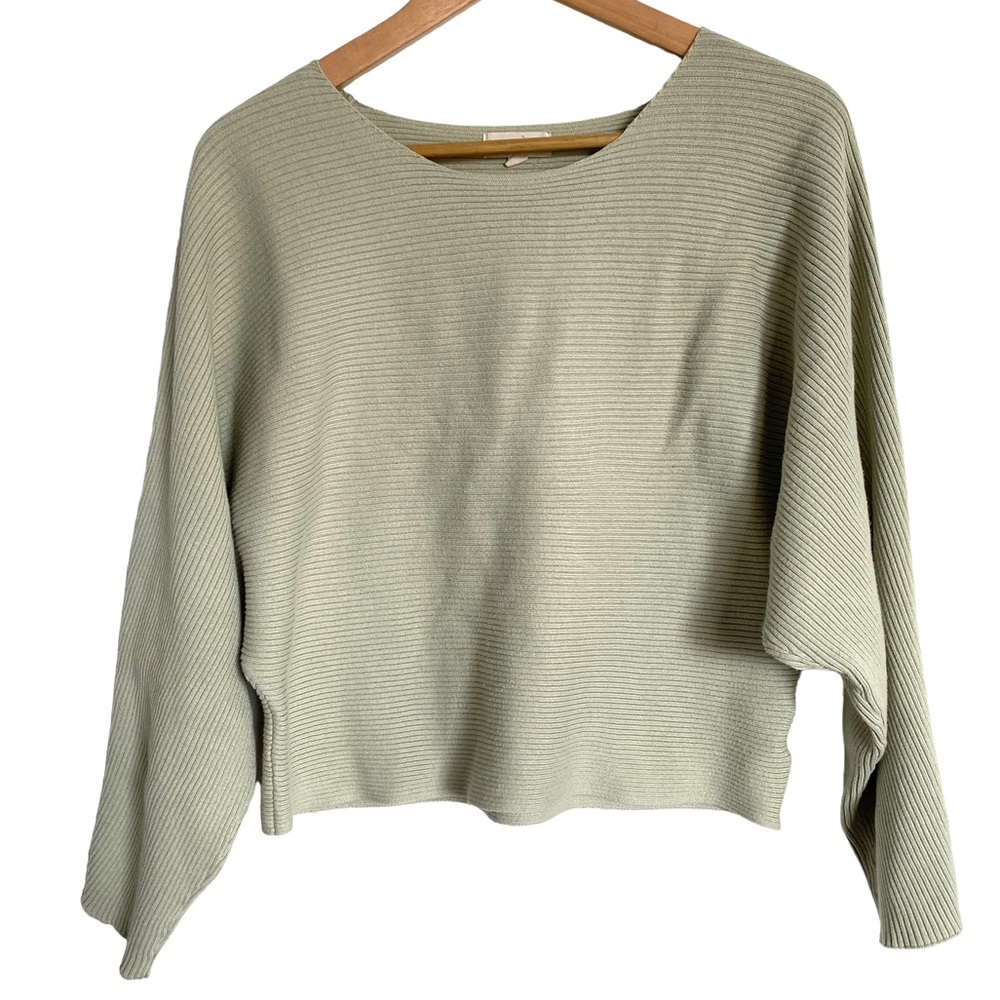 Promesa Loose Fit Crop Knit Sweater Light Green Womens S